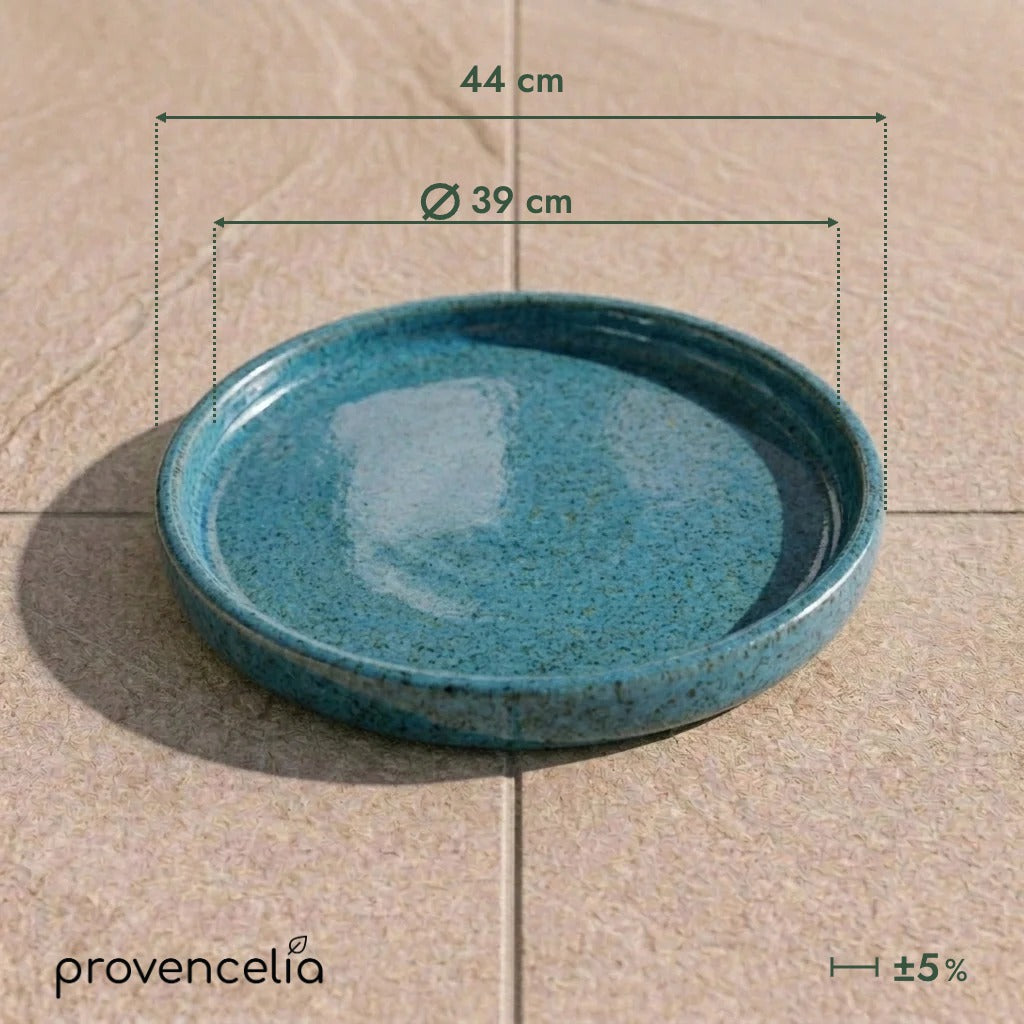 39 cm Steel Blue saucer, top view with dimensions