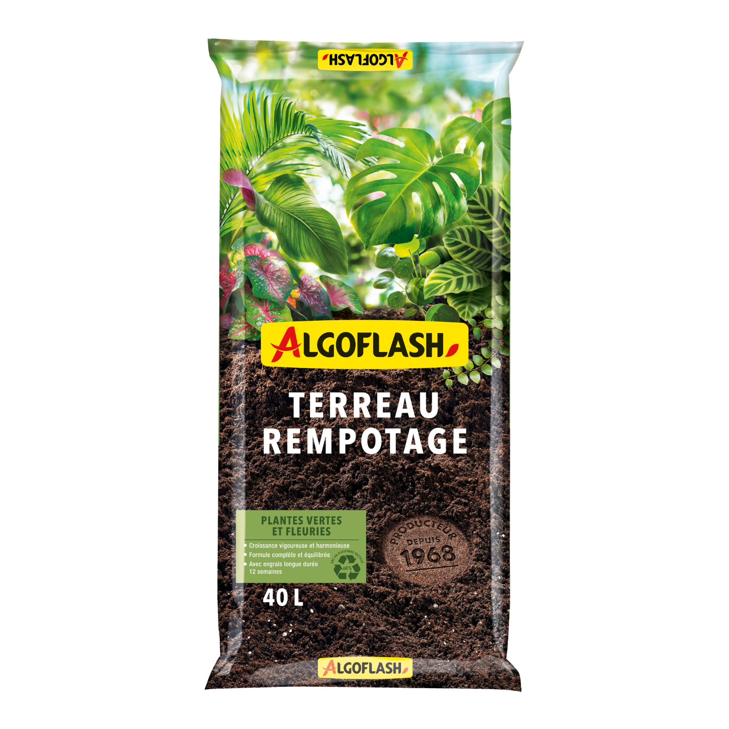 Terreau Rempotage Plantes Vertes et Plantes Fleuries 40L Provencelia