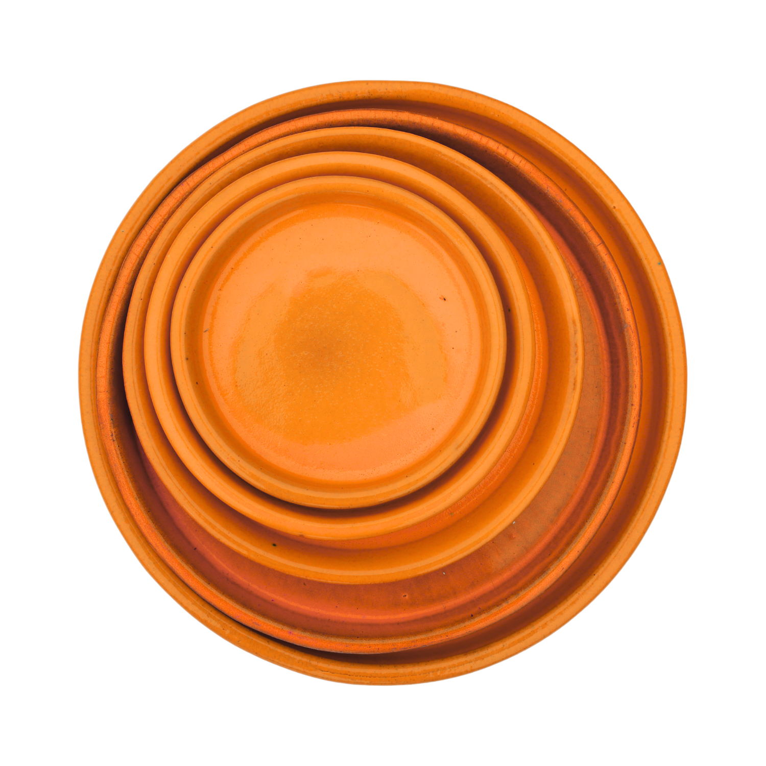 Soucoupe 45cm, faite à la main en terre cuite émaillée, résistante au gel, orange tropical