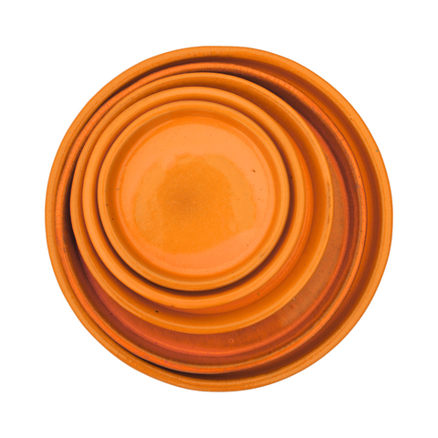 Soucoupe 35cm, faite à la main en terre cuite émaillée, résistante au gel, orange tropical