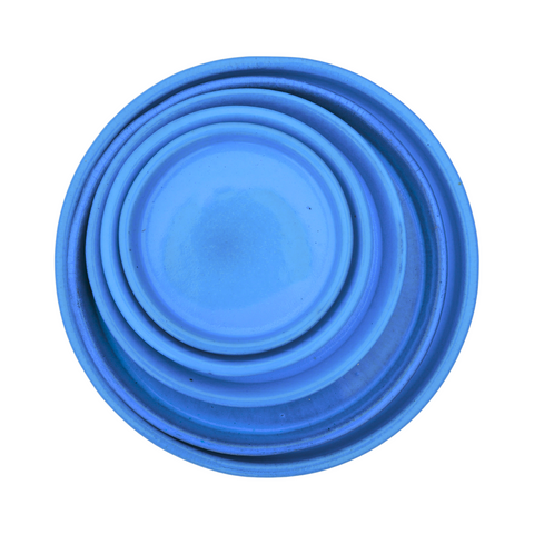 Soucoupe 26cm, faite à la main en terre cuite émaillée, résistante au gel, bleu outremer