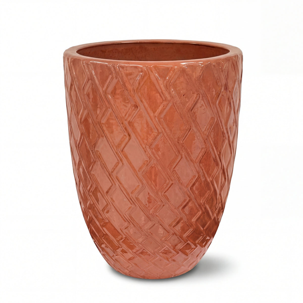 Pot Zeus 30x44 cm aurore en terre cuite émaillée, vue de face sur fond blanc