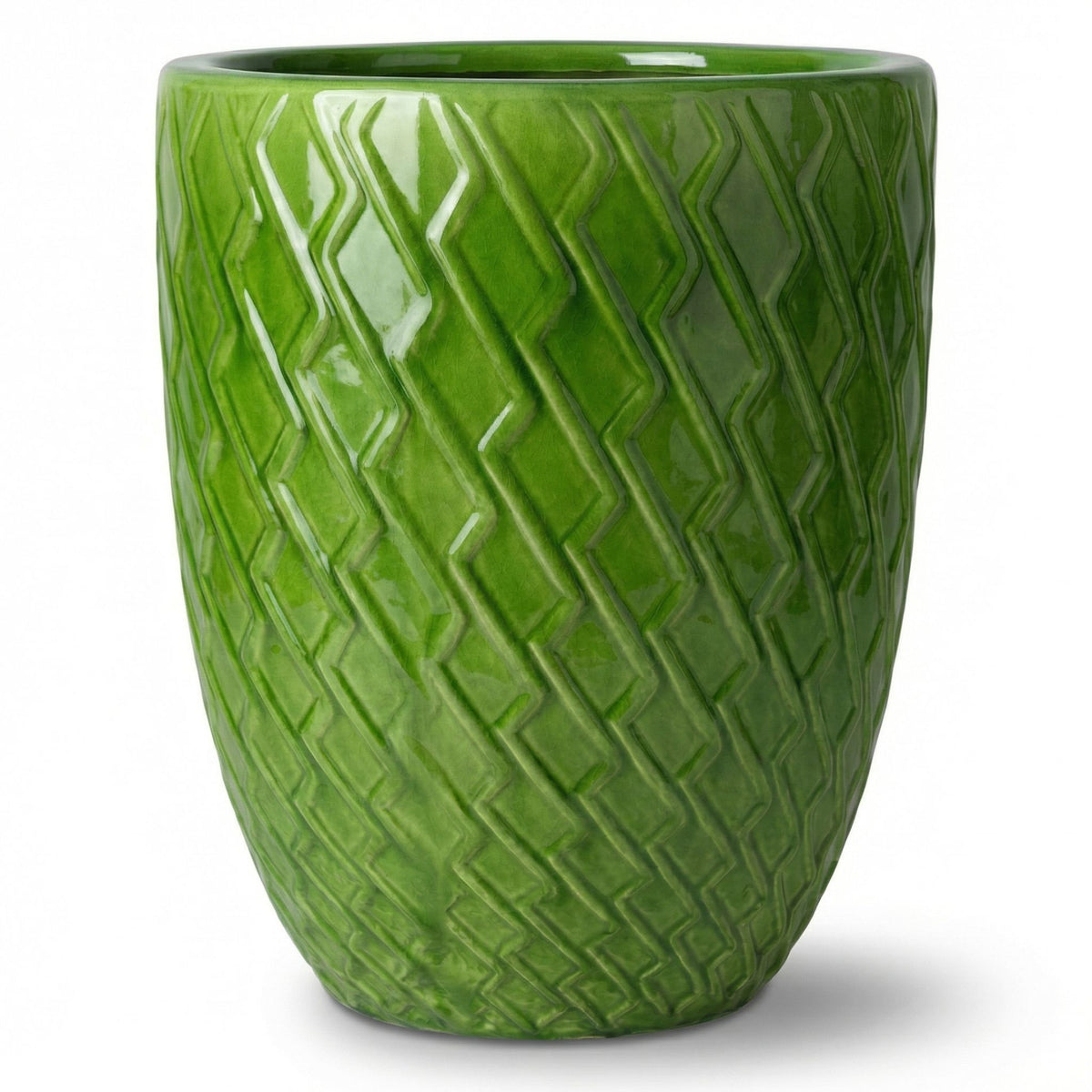 Vaso Zeus decorativo 41x55 cm Verde mela in ceramica smaltata, vista frontale su sfondo bianco
